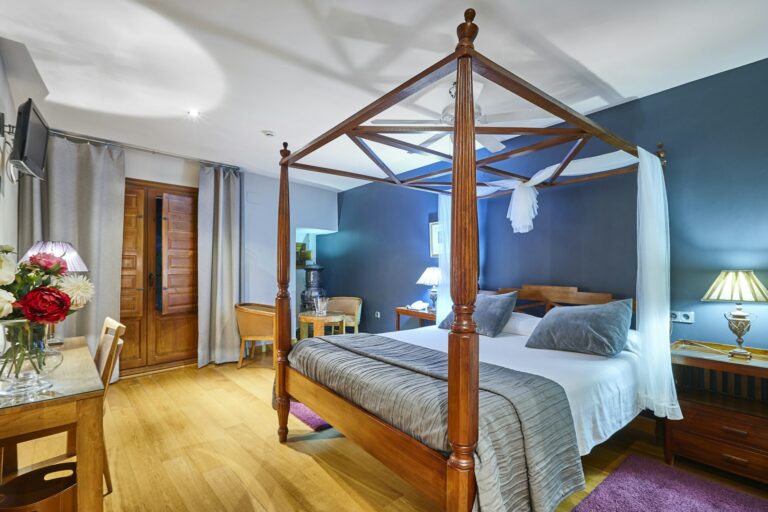 Classic hotel bedroom interior. Comfortable and elegant suite. Decoration